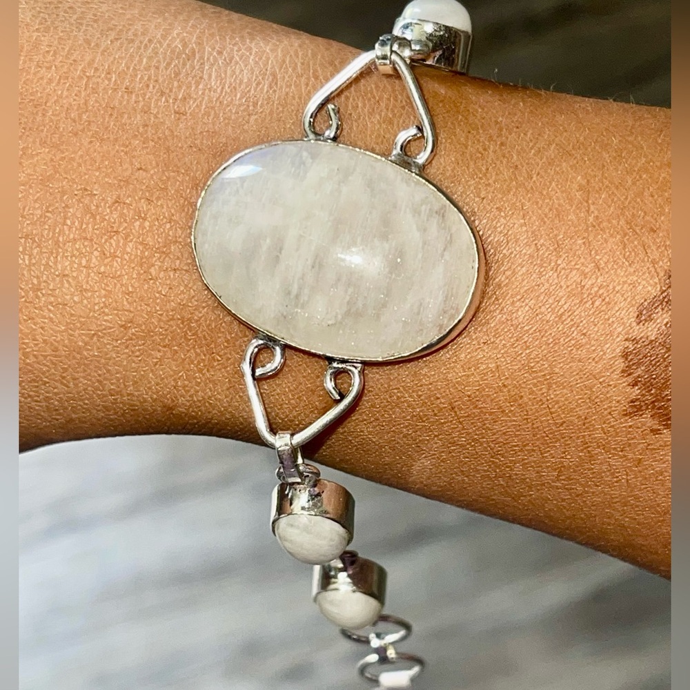 Rainbow Moonstone Bracelet 7” - 8” - Picture 3 of 8